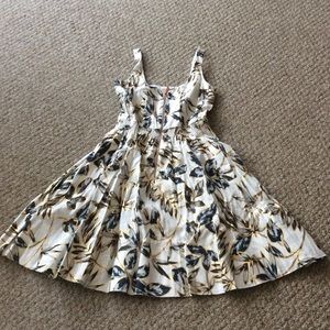 New J Crew Linen leaf foil dress size 2
